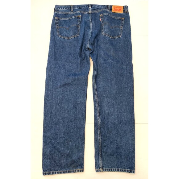 Levis 505 Jeans Mens 42x32 Regular Fit Straight Leg Y2K Dark Denim - Picture 3 of 10
